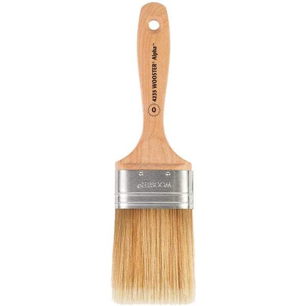 Wooster Brush - 2-1/2" Oval Synthetic Varnish Brush - 3-3/16" Bristle Length, 6-1/4" Maple Beavertail Handle - Industrial Tool & Supply