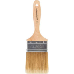 Wooster Brush - 3" Flat Synthetic Varnish Brush - 3-3/16" Bristle Length, 6-1/2" Maple Beavertail Handle - Industrial Tool & Supply