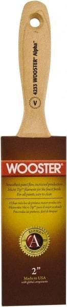 Wooster Brush - 2" Flat Synthetic Varnish Brush - 2-11/16" Bristle Length, 6-1/2" Maple Beavertail Handle - Industrial Tool & Supply