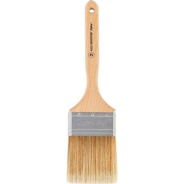 Wooster Brush - 3" Flat Synthetic Sash Brush - 3-3/16" Bristle Length, 7-7/8" Maple Fluted Handle - Industrial Tool & Supply