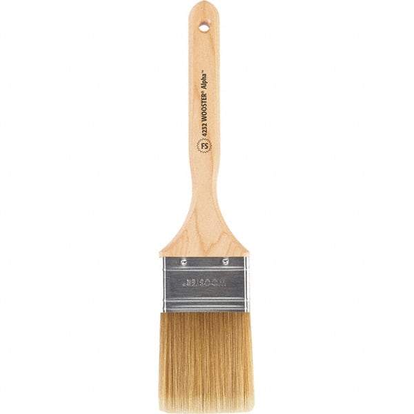 Wooster Brush - 2-1/2" Flat Synthetic Sash Brush - 2-15/16" Bristle Length, 7-7/8" Maple Fluted Handle - Industrial Tool & Supply