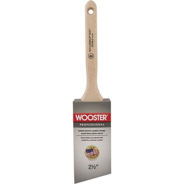 Wooster Brush - 2-1/2" Angled Synthetic Sash Brush - 2-15/16" Bristle Length, 7-7/8" Poly Foam Fluted Handle - Industrial Tool & Supply