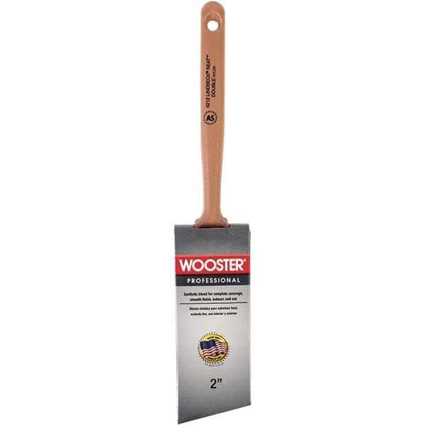 Wooster Brush - 2" Angled Synthetic Sash Brush - 2-11/16" Bristle Length, 7-7/8" Poly Foam Fluted Handle - Industrial Tool & Supply