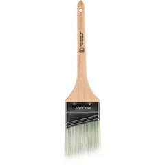 Wooster Brush - 2-1/2" Angled Synthetic Sash Brush - 2-11/16" Bristle Length, 7-1/4" Wood Rattail Handle - Industrial Tool & Supply