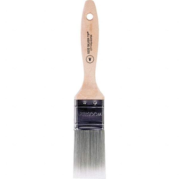 Wooster Brush - 1-1/2" Flat Synthetic Varnish Brush - 2-7/16" Bristle Length, 6-3/8" Wood Beavertail Handle - Industrial Tool & Supply