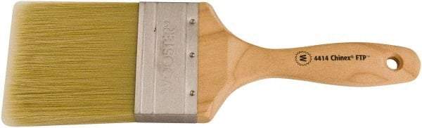 Wooster Brush - 3" Flat Synthetic Wall Brush - 3-7/16" Bristle Length, 6-1/4" Maple Beavertail Handle - Industrial Tool & Supply