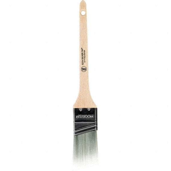 Wooster Brush - 1-1/2" Angled Synthetic Sash Brush - 2-3/16" Bristle Length, 7-1/4" Wood Rattail Handle - Industrial Tool & Supply