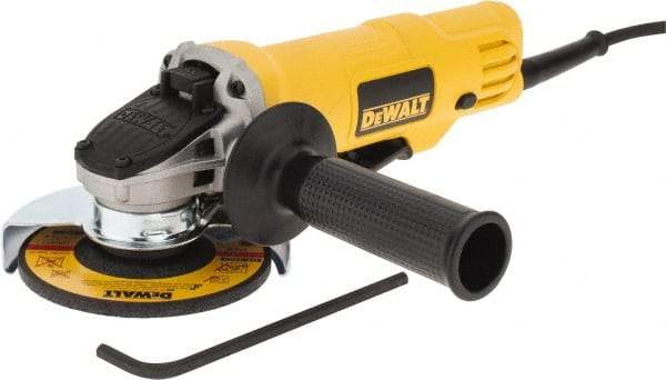 DeWALT - 4-1/2" Wheel Diam, 12,000 RPM, Corded Angle & Disc Grinder - 5/8-11 Spindle, 120 Volts, 7.5 Amps - Industrial Tool & Supply