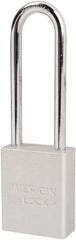 American Lock - Keyed Different Conductive Lockout Padlock - 3" Shackle Clearance, 1/4" Shackle Diam, 1.8" Body Height x 1-1/2" Body Width, Silver, 6 Pins - Industrial Tool & Supply