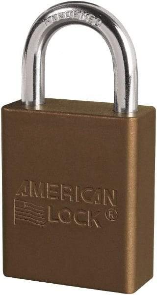 American Lock - Keyed Different Conductive Lockout Padlock - 1" Shackle Clearance, 1/4" Shackle Diam, 1.8" Body Height x 3/4" Body Width, Brown, 6 Pins - Industrial Tool & Supply