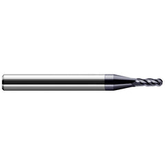Ball End Mill: 0.008″ Dia, 0.024″ LOC, 3 Flute, Solid Carbide 1-1/2″ OAL, 1/8″ Shank Dia, 30 ° Helix, AlTiN Coated, Single End