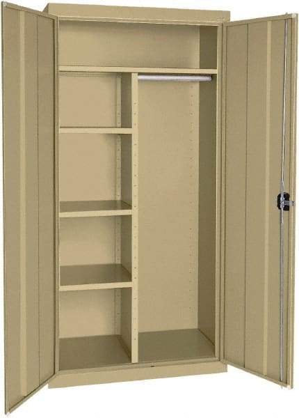 Sandusky Lee - 5 Shelf Combination Storage Cabinet - Steel, 46" Wide x 24" Deep x 72" High, Tropic Sand - Industrial Tool & Supply