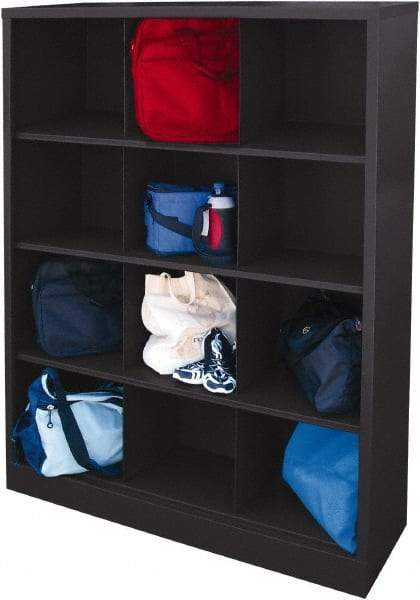 Sandusky Lee - 4 Shelf, Closed Shelving Cubby Cabinet - 46 Inch Wide x 18 Inch Deep x 66 Inch High, Black - Industrial Tool & Supply