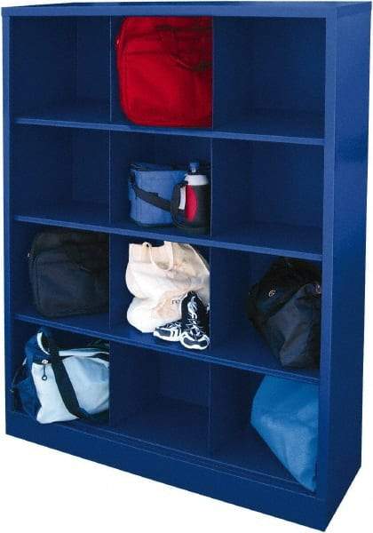 Sandusky Lee - 4 Shelf, Closed Shelving Cubby Cabinet - 46 Inch Wide x 18 Inch Deep x 66 Inch High, Blue - Industrial Tool & Supply