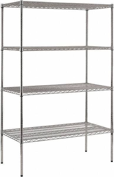 Sandusky Lee - 4 Shelf Wire Shelving Unit - 48" Wide x 24" Deep x 74" High, - Industrial Tool & Supply