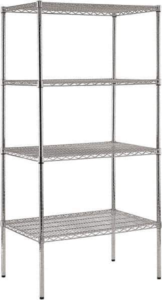 Sandusky Lee - 4 Shelf Wire Shelving Unit - 36" Wide x 24" Deep x 74" High, - Industrial Tool & Supply