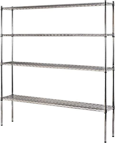 Sandusky Lee - 4 Shelf Wire Shelving Unit - 72" Wide x 12" Deep x 74" High, - Industrial Tool & Supply