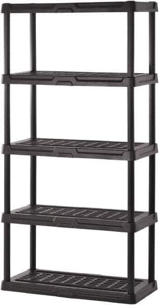 Sandusky Lee - 72" High x 36" Wide x 24" Deep, 5 Shelf Polyurethane Utility Plastic Shelving - Black, 150 Lb Capacity - Industrial Tool & Supply
