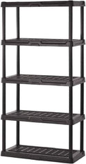 Sandusky Lee - 72" High x 36" Wide x 24" Deep, 5 Shelf Polyurethane Utility Plastic Shelving - Black, 150 Lb Capacity - Industrial Tool & Supply