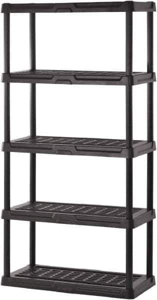 Sandusky Lee - 72" High x 36" Wide x 18" Deep, 5 Shelf Polyurethane Utility Plastic Shelving - Black, 150 Lb Capacity - Industrial Tool & Supply