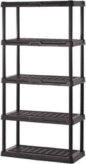 Sandusky Lee - 72" High x 36" Wide x 18" Deep, 5 Shelf Polyurethane Utility Plastic Shelving - Black, 150 Lb Capacity - Industrial Tool & Supply