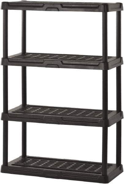 Sandusky Lee - 56" High x 36" Wide x 18" Deep, 4 Shelf Polyurethane Utility Plastic Shelving - Black, 150 Lb Capacity - Industrial Tool & Supply