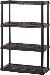 Sandusky Lee - 56" High x 36" Wide x 18" Deep, 4 Shelf Polyurethane Utility Plastic Shelving - Black, 150 Lb Capacity - Industrial Tool & Supply