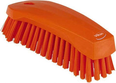 Vikan - 1.3" Bristle Length, Polyester Scrub Brush - 3" Wide Head, 8" OAL, Orange, Polypropylene Block - Industrial Tool & Supply
