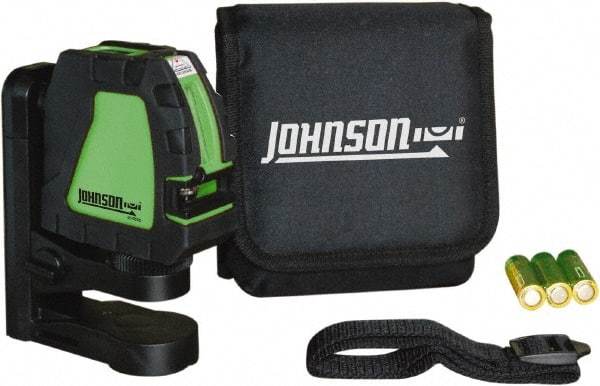 Johnson Level & Tool - 2 Beam 200' (Interior) Max Range Self Leveling Cross Line Laser - Green Beam, 1/8" at 35' Accuracy, 4-1/8" Long x 4-1/8" Wide x 1-15/16" High, Battery Included - Industrial Tool & Supply