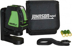 Johnson Level & Tool - 2 Beam 200' (Interior) Max Range Self Leveling Cross Line Laser - Green Beam, 1/8" at 35' Accuracy, 4-1/8" Long x 4-1/8" Wide x 1-15/16" High, Battery Included - Industrial Tool & Supply