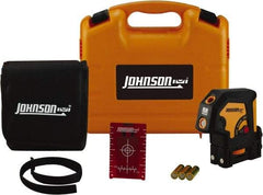 Johnson Level & Tool - 3 Beam 100' (Interior) Max Range Self Leveling Dot Laser Level - Red Beam, 1/8" at 50' Accuracy, 4-3/4" Long x 3" Wide x 4-3/4" High, Battery Included - Industrial Tool & Supply