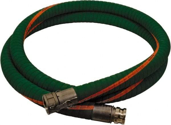 Alliance Hose & Rubber - 1-1/2" ID x 1.97" OD x 25' OAL, Cam & Groove Chemical Handling Hose - 200 Max Working psi, -40 to 150°F, 5" Bend Radius, 1-1/2" Fitting, Green - Industrial Tool & Supply