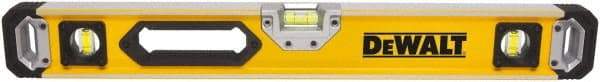 DeWALT - Magnetic 24" Long 3 Vial Box Beam Level - Aluminum, Yellow - Industrial Tool & Supply