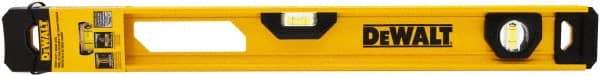 DeWALT - 24" Long 3 Vial I-Beam Level - Aluminum, Yellow - Industrial Tool & Supply