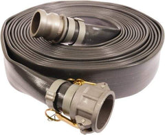 Continental ContiTech - 6" ID x 6.38 OD, 35 Working psi, Gray Pliovic Hose, Lays Flat - 50' Long, -10 to 150°F - Industrial Tool & Supply