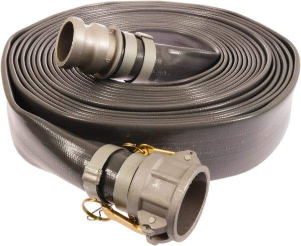 Continental ContiTech - 4" ID x 4.33 OD, 45 Working psi, Gray Pliovic Hose, Lays Flat - 25' Long, -10 to 150°F - Industrial Tool & Supply