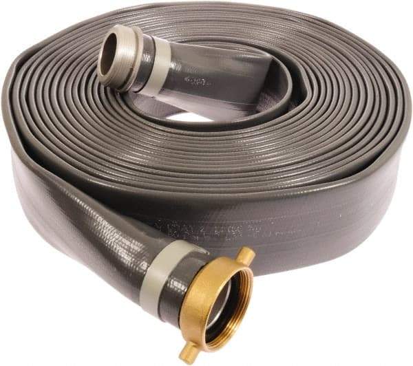 Continental ContiTech - 6" ID x 6.38 OD, 35 Working psi, Gray Pliovic Hose, Lays Flat - 25' Long, -10 to 150°F - Industrial Tool & Supply