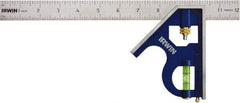 Irwin - 2 Piece, 12" Combination Square Set - 1/16, 1/32, 1/64 & 1/8" (4R) Graduation, Stainless Steel Blade, Cast Zinc Square Head - Industrial Tool & Supply