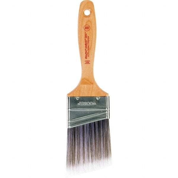Wooster Brush - 2-1/2" Angled Nylon/Polyester Varnish Brush - 2-15/16" Bristle Length, 6-1/2" Maple Beavertail Handle - Industrial Tool & Supply