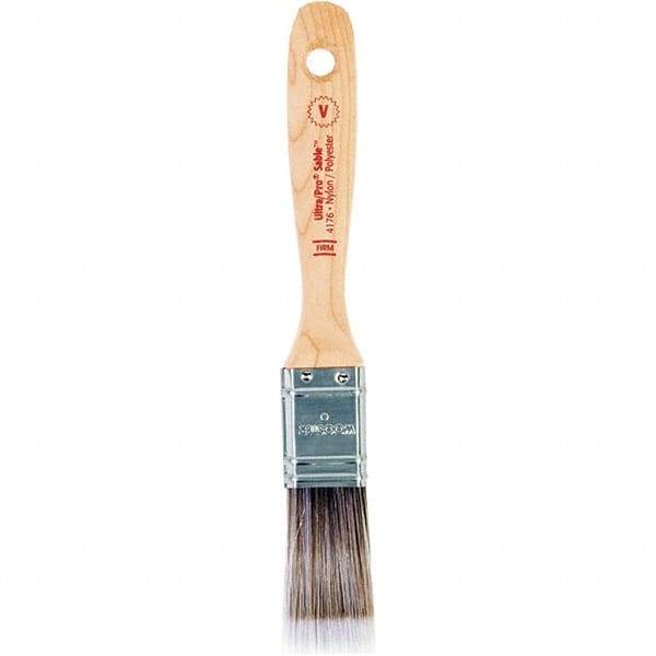 Wooster Brush - 1" Flat Nylon/Polyester Varnish Brush - 2-3/16" Bristle Length, 6-1/2" Maple Beavertail Handle - Industrial Tool & Supply
