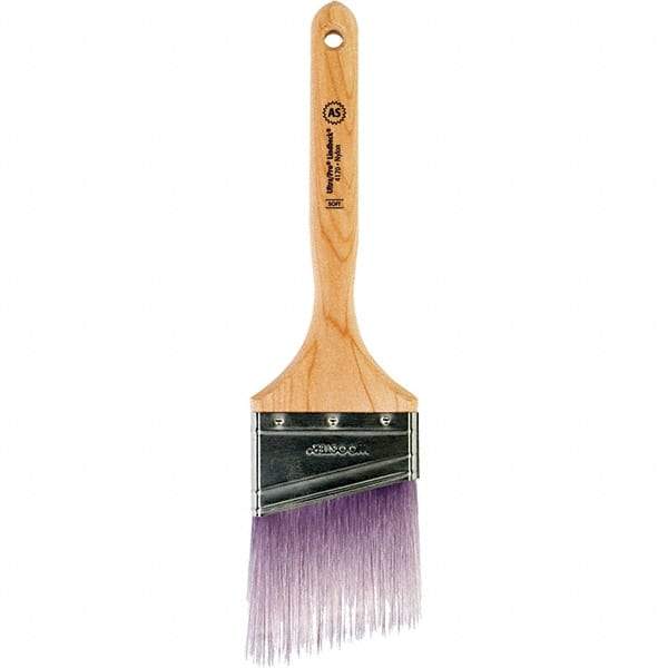 Wooster Brush - 3" Angled Synthetic Sash Brush - 3-3/16" Bristle Length, 7.77" Maple Fluted Handle - Industrial Tool & Supply