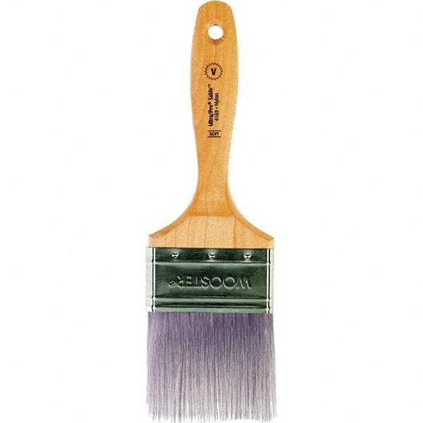 Wooster Brush - 3" Flat Synthetic Varnish Brush - 3-3/16" Bristle Length, 6-1/2" Maple Beavertail Handle - Industrial Tool & Supply