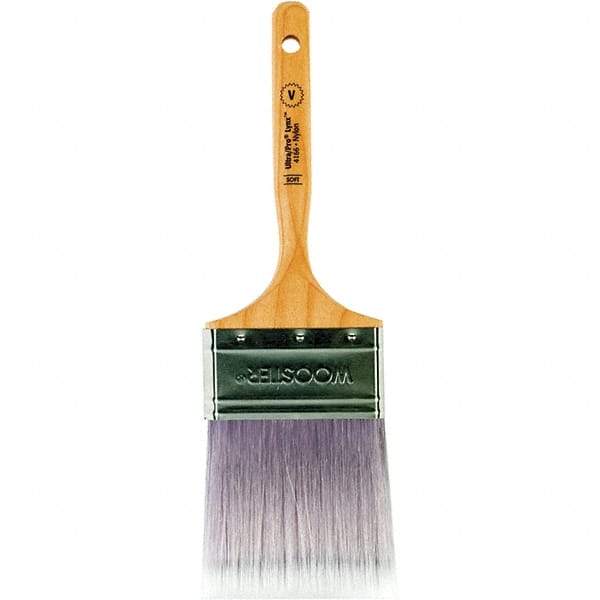 Wooster Brush - 3" Flat Synthetic Varnish Brush - 3-3/16" Bristle Length, 6-1/4" Maple Dowel Handle - Industrial Tool & Supply