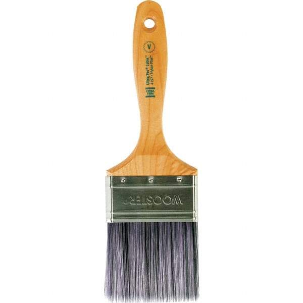 Wooster Brush - 3" Flat Synthetic Varnish Brush - 3-3/16" Bristle Length, 6-1/2" Maple Beavertail Handle - Industrial Tool & Supply
