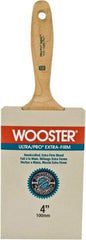 Wooster Brush - 4" Flat Synthetic Wall Brush - 3-15/16" Bristle Length, 6-1/4" Maple Beavertail Handle - Industrial Tool & Supply