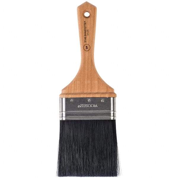 Wooster Brush - 3" Flat Synthetic Varnish Brush - 3-3/16" Bristle Length, 5-1/2" Maple Beavertail Handle - Industrial Tool & Supply
