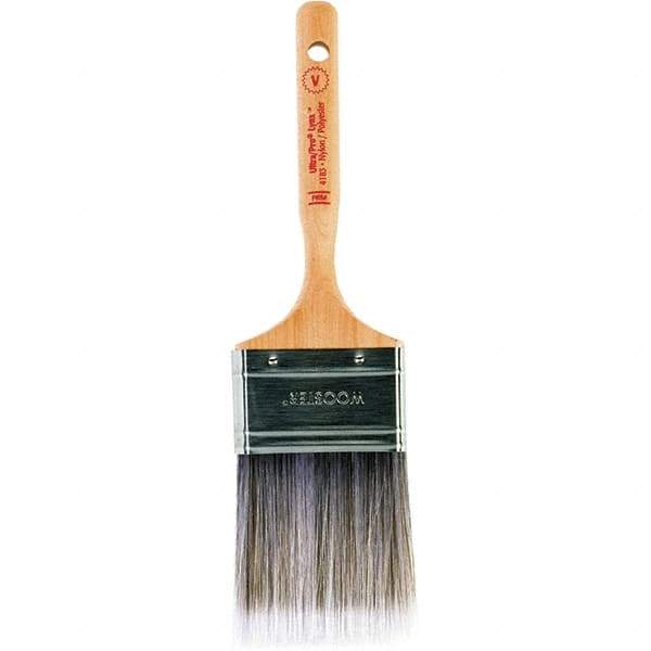 Wooster Brush - 2-1/2" Flat Nylon/Polyester Varnish Brush - 2-15/16" Bristle Length, 6-1/4" Maple Dowel Handle - Industrial Tool & Supply