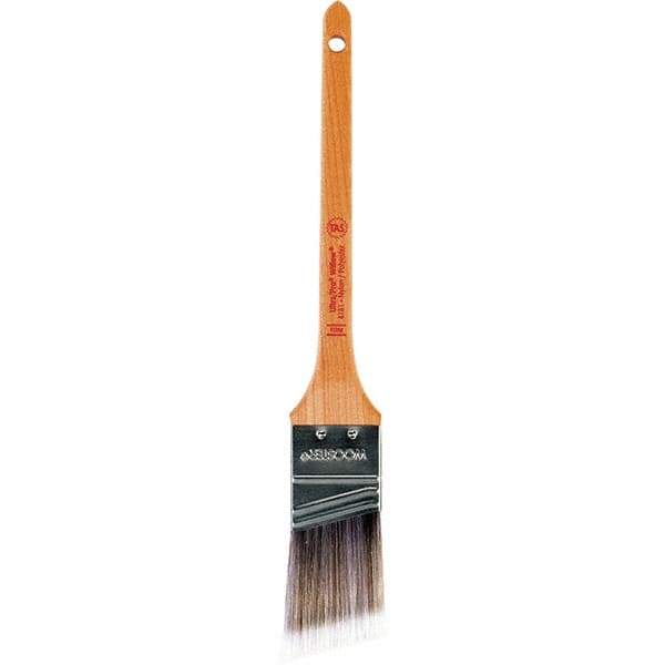 Wooster Brush - 1-1/2" Angled Nylon/Polyester Sash Brush - 2-3/16" Bristle Length, 8" Maple Rattail Handle - Industrial Tool & Supply