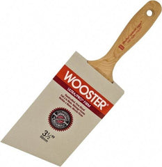 Wooster Brush - 3-1/2" Angled Nylon/Polyester Wall Brush - 3-7/16" Bristle Length, 5-3/4" Maple Beavertail Handle - Industrial Tool & Supply