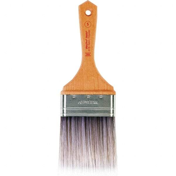 Wooster Brush - 3" Flat Nylon/Polyester Varnish Brush - 3-7/16" Bristle Length, 5-1/2" Maple Beavertail Handle - Industrial Tool & Supply